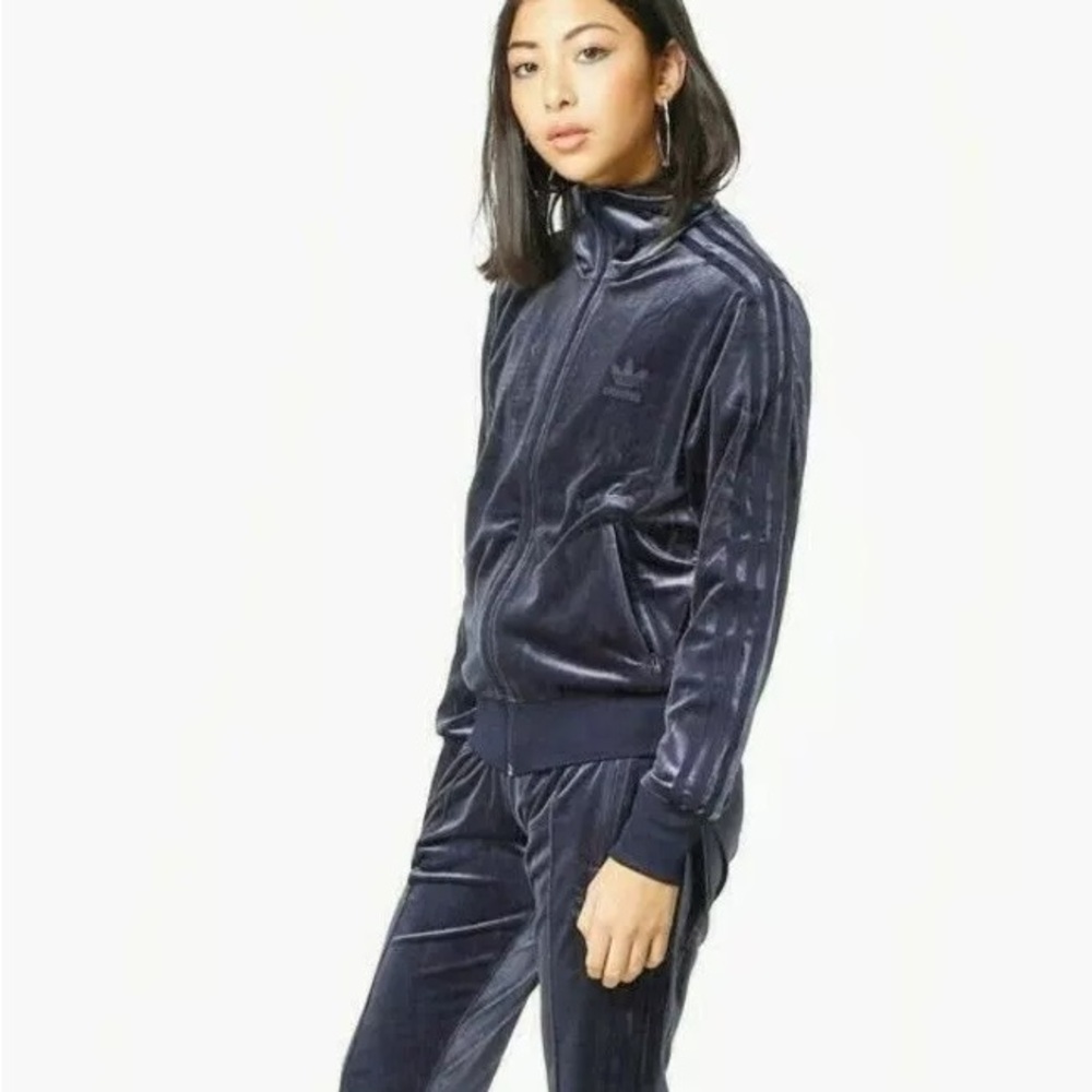 adidas Navy Blue Velour Tracksuit